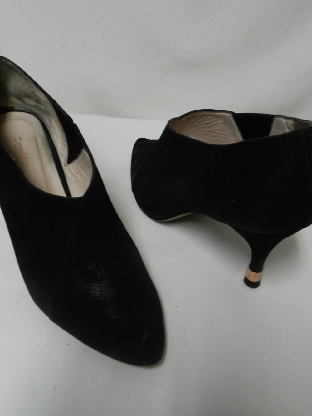 Repetto Size 39 US 8 Suede gold accent heeled ankle boots booties black shimmer - Picture 12 of 14